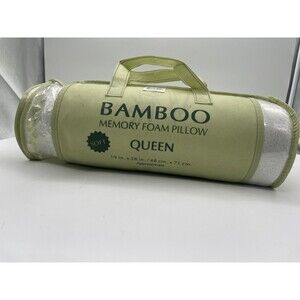 Memory Foam Bamboo Pillow Queen Size Cool & Breathable Cover w Zipper Rayon